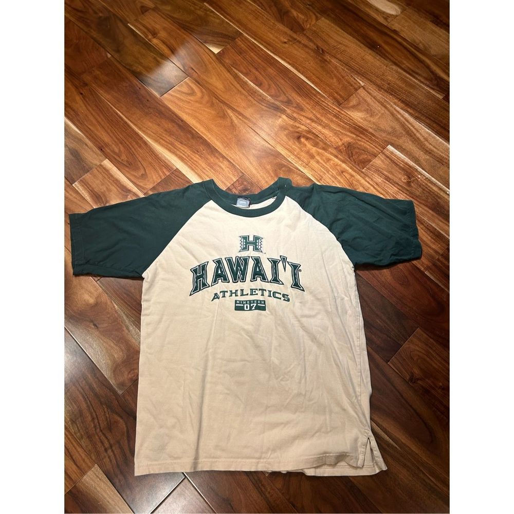 Vintage Green and Cream Hawaii Athletics Short Sleeve Tee